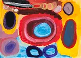 Jupurr Jila by Paji Honeychild Yankarr, 1997, synthetic polymer paint on paper, sold Apr 2017