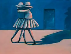 The Friends by Charles Blackman, 1953, tempera and enamel paint on pulpboard on composition board, sold Mar 2017
