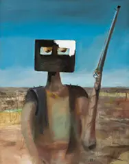 Ned Kelly – Outlaw by Sidney Nolan, 1955, oil and enamel paint on composition board, sold Mar 2017