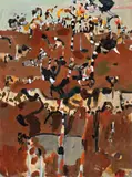 Cottles Bridge by John Olsen, 1970, oil on canvas, sold Mar 2017