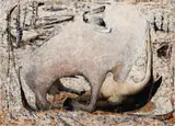 Europa And The Bull by Clifton Pugh, 1959, oil on composition board, sold Mar 2017