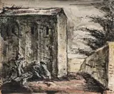 The Barracks by Donald Friend, 1944, watercolour and ink on paper, offered Mar 2017