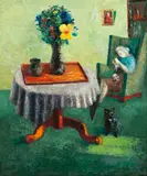 Interior With Still Life by Sali Herman, 1960, oil on canvas, sold Mar 2017