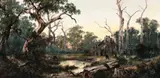 Abandoned Homestead And Kangaroos by James Alfred Turner, c.1899, oil on canvas, offered Mar 2017