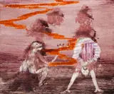 Monkey And Acrobat by Sidney Nolan, 1967, wax crayon and fabric dye on paper, sold Mar 2017