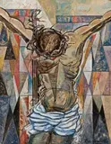 Crucifixion by Roy De Maistre, c. 1958, oil on gold leaf on board, sold Nov 2016
