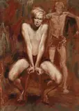 Young Squash Racquets Player by John Santry, c.1952, oil on composition board, sold Nov 2016