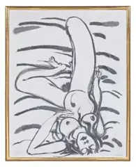 Nude, Bali by Brett Whiteley, 1980, ink on cotton, sold Nov 2016