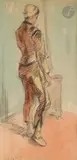 Personnage debout près d’un poêle by Ossip Lubitch, Fusain et aquarelle sur papier, sold Apr 2025