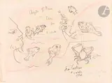 Chapelle Saint-Pierre [Villefranche-sur-Mer], études pour l’abside. 1956 by Jean Cocteau, Lithographie, sold Apr 2025