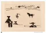 Citando al toro a banderillas sentado en una silla. 1957. (Pl. XIII de l’ouvrage de José Delgado, alias Pepe Illo, La Tauromaquia o arte de torear, Barcelone, G by Pablo Picasso, Aquatinte au sucre, sold Apr 2025