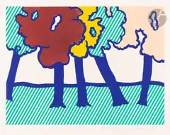 Arbres. (Pl. pour Allen Ginsberg, La Nouvelle chute de l’Amérique, Paris, Les éditions du Solstice, 1992) by Roy Lichtenstein, Aquatinte d’après un collage de l’artiste, sold Apr 2025