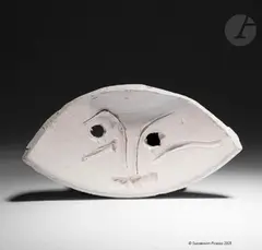 Portrait de Yolande by Pablo Picasso, 1965, Terre cuite gravée et incisée à la lime à ongles - Pièce unique, sold Apr 2025