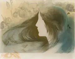 Femme aux orchidées, vers 1902-04 by Manuel Orazi, Lithographie, sold Apr 2025