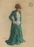 Femme à la robe verte by Henri Gabriel Ibels, Pastel et fusain, sold Apr 2025
