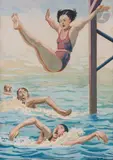 Les Plongeons by Auguste Roubille, Gouache, sold Apr 2025