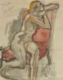 Modèle assis by Theodor Pallady, Aquarelle, annotée en haut à gauche jeudi vendredi (Pliures, petites déchirures, sold Apr 2023