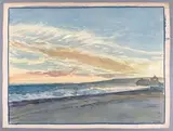 Jetée au coucher du soleil by Tony Minartz, Aquarelle, sold Apr 2023