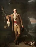 Portrait d'homme en chasseur, accompagné de son chien by Henri-Pierre Danloux, Toile, sold Apr 2023