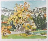Platanes en automne by Yves Brayer, Lithographie sur papier nacré, sold Feb 2023