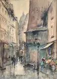 Rue de Paris by Georges Dominique Rouault, Aquarelle, sold Feb 2023