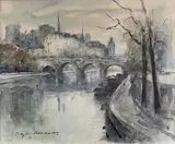 Les quais de la Seine à Paris by Georges Dominique Rouault, Aquarelle, sold Feb 2023