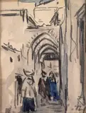 Ruelle d'Orient ; Fleur Dessin double face by Henri Hourtal, Encre et fusain, aquarelle et fusain, sold Feb 2023