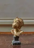 Buste de fillette au diadème by Raoul François Larche, Bronze doré, sold Feb 2023