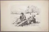 Femmes assises au jardin (Mmes Luce et Pellet). Vers 1890 by Maximilien Luce, Lithographie, sold Nov 2022