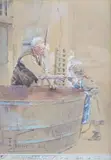 Le tastevin by Émile Noirot, 1894, Aquarelle, sold Nov 2022