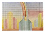 La pensée », créé en 1981 by Jean-Michel Folon, Panneau à vue rectangulaire en carreaux de céramique émaillée polychrome dans un entableme, sold Nov 2022
