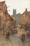 La rue de l'église by John Terris, Aquarelle, sold Jul 2020