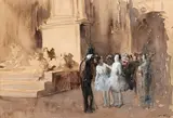 Danseuses et abonnés by Jean-Louis Forain, 1928, Lavis d'encre rehaussé de gouache, sold Jul 2020