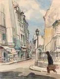 Passant à la valise by Eugène-Louis Véder, 1931, Aquarelle sur traits de crayon, sold Jul 2020