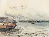 Marée basse by Jean-Michel Noquet, Aquarelle gouachée, sold Jul 2020