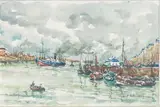 Boulogne, le port by Robert L. P. Lavoine, 1974, Aquarelle, sold Jul 2020