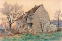 Ferme en ruine by Léo Gausson, 1900, Aquarelle sur traits de crayon signée et datée en bas à droite, sold Jul 2020