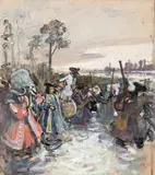 Scène militaire by Charles Hoffbauer, 1894, Gouache, sold Jul 2020