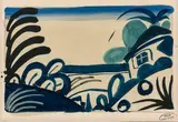 Paysage à la maison, vers 1948-1949 by André Derain, Aquarelle gouachée, sold Jun 2020