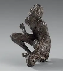 Femme accroupie by Edmond Moirignot, Épreuve en bronze patiné, sold Jun 2020