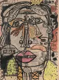 Les violons du bal by Michel Macréau, 1974, Gouache sur papier journal, sold Jun 2020