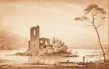 Paysage fluvial by Alexandre François Pernot, Lavis de bistre, sold Jun 2020