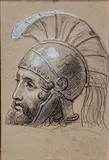 Étude de tête «Hector by Joseph-Ferdinand Lancrenon, Crayon noir avec rehauts, sold Mar 2020