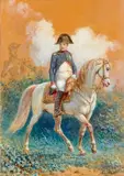 Napoléon à cheval by Auguste Raffet, Gouache signée en bas à gauche, sold Mar 2020