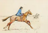 Amazone en débuché by Christian de la Verteville, Aquarelle et crayon, sold Mar 2020