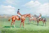 Longchamp, Prix du Duc d'Aoste, 10 juin 1888, 1er Max, 2e Waverley, 3e La Jarretière by Charles Jean Baptiste Detaille, 1889, Gouache, sold Mar 2020