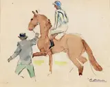 Jockey et groom by Pierre Olivier Dubaut, Aquarelle, sold Mar 2020