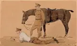 Deux militaires by Pierre Olivier Dubaut, 1927, Aquarelle et gouache, sold Mar 2020