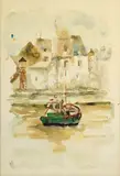 Lieutenance à honfleur by Urbain Huchet, Aquarelle, sold Feb 2021
