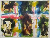 Composition by Michel Cadoret, Aquarelle signée en bas à droite, sold Feb 2021